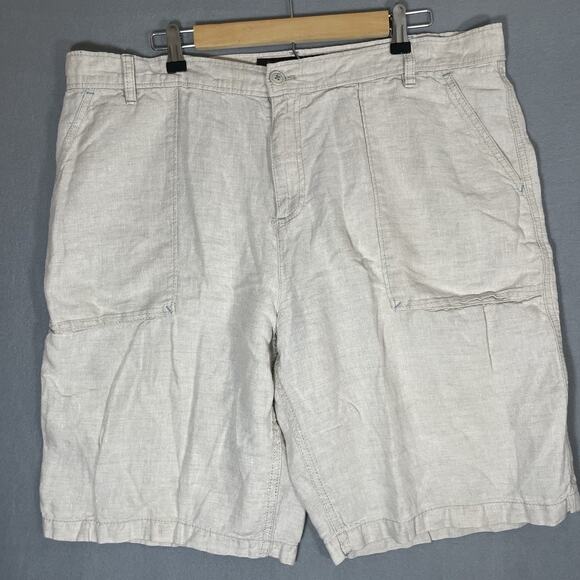 Old Navy Surplus‎ Linen Beach Boho Casual Beige Shorts Men 40 - Picture 1 of 7